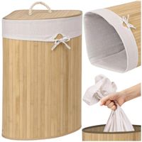 Kosz na pranie bambusowy narożny beż 60 l