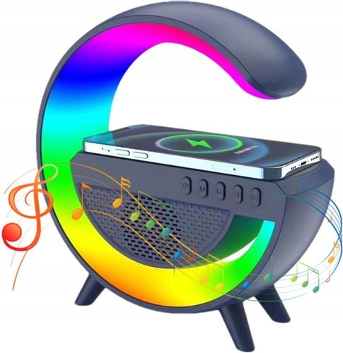 GŁOŚNIK MOBILNY PRZENOŚNY BEZPRZEWODOWE ŁADOWANIE BLUETOOTH LAMPKA RGB na Arena.pl