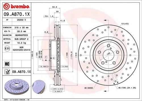 TARCZA HAM PRZOD 316X30 V XTRA BREMBO na Arena.pl