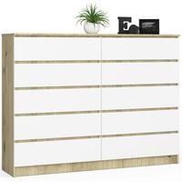 Komoda do sypialni, 10 szuflad, STILO, 160x40x121 cm, dąb | TYLETEGOTU