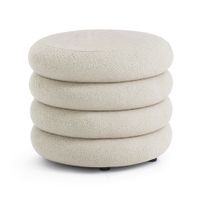 Pufa siedzisko do salonu MOLLIS teddy ze schowkiem 55 cm Mglista Biel