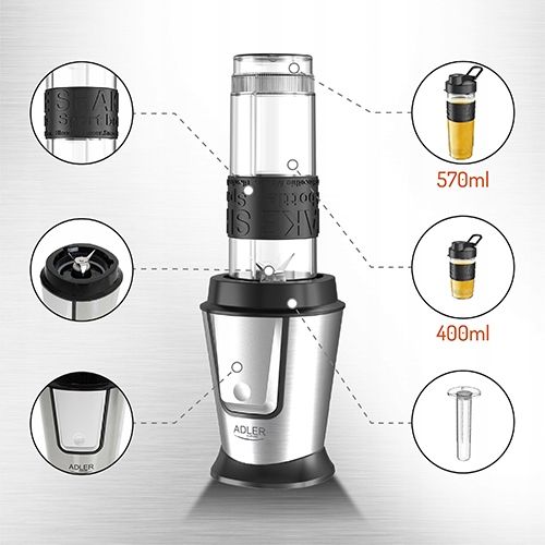 Blender kielichowy Adler AD4081 800 W czarny zdjęcie 7