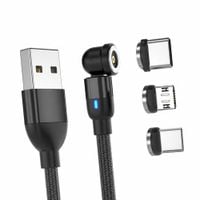 Kabel magnetyczny 3w1 2m USB-C Lightning Micro USB obrotowy