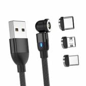 Kabel magnetyczny 3w1 2m USB-C Lightning Micro USB obrotowy