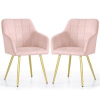2x Krzesło welurowe tapicerowane do salonu LUXANO Pudrowy Róż Złote nogi