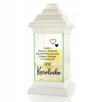 DUŻY ZNICZ DEDYKACJA + ŚWIECA LED RUCHOMY PŁOMIEŃ + PIÓRKA na GRÓB DZIECKA