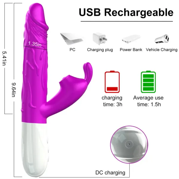 Wibrator-Silicone, Vibrator USB, 7 vibration modes, Heating zdjęcie 5