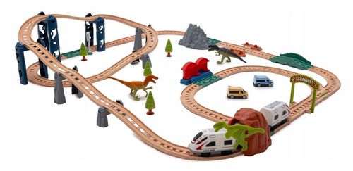 Interaktywna KOLEJKA elektryczna DŹWIĘKI pociąg wagony zwrotnice dinozaury na Arena.pl