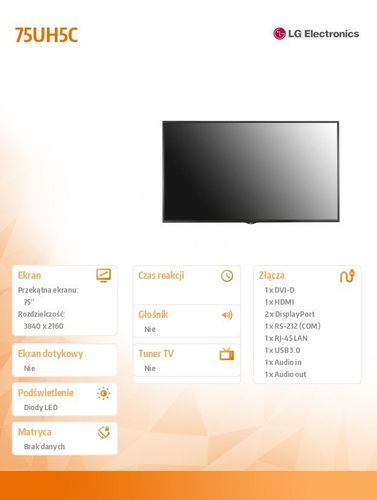 75'' 75UH5C 500cd/m2 UHD na Arena.pl