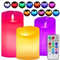 oo68 świeczki świece led na pilota 3 szt zestaw rgb