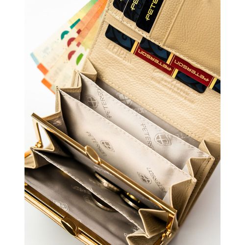 beżowy, pojemny portfel damski ze skóry naturalnej i ekologicznej na Arena.pl