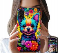ETUI DO IPHONE 16 PLUS - KWIACISTE WZORY PIESEK PIES JORK PLECKI