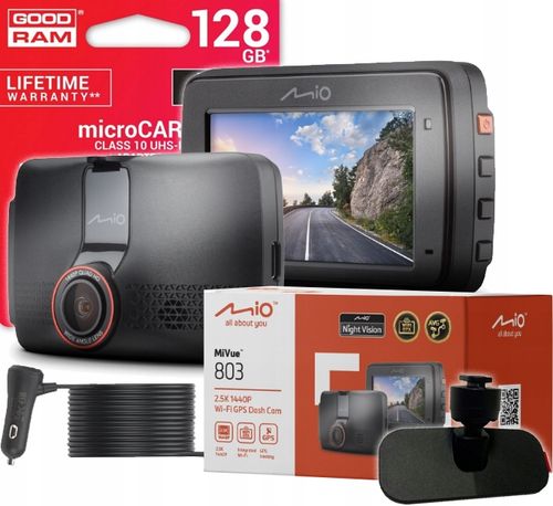Wideorejestrator MIO MiVue 803 1440p 2,5K 140° Wi-fi GPS + karta 128GB na Arena.pl