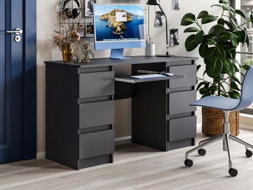 Wąska Szafka Do Biura Salonu 3 Szuflady Dostawka Jaris Czarny Mat na Arena.pl