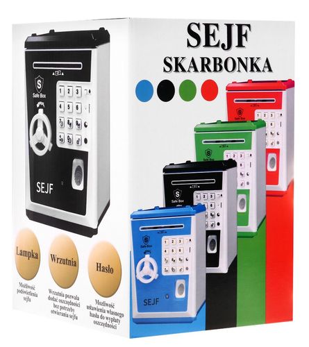 Sejf Skarbonka Dla Dzieci 3+ Czarny Oszczędzanie Pieniędzy + Nauka na Arena.pl