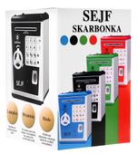 Sejf Skarbonka Dla Dzieci 3+ Czarny Oszczędzanie Pieniędzy + Nauka