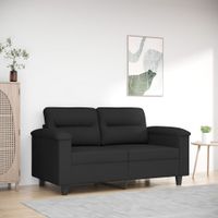 Sofa 2-osobowa, czarna, 120 cm, tapicerowana mikrofibrą