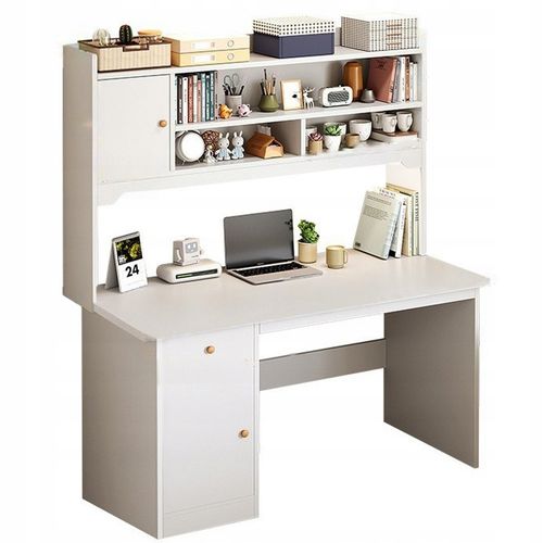 BIURKO KOMPUTEROWE BIAŁE LOFT POD LAPTOP KOMPUTER NOWOCZESNE Z 7 PÓŁKAMI na Arena.pl
