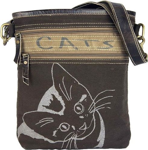 Torebka skóra ekologiczna brązowa Kot na Arena.pl