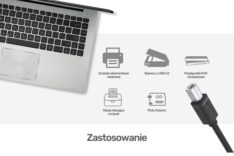 Unitek Kabel do drukarki USB 2.0 AM-BM 5M zdjęcie 2