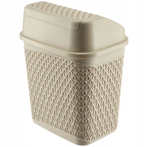 KADAX Kosz Na Śmieci Łazienkowy Beżowy 6,2L Uchylny Pojemnik zdjęcie 9