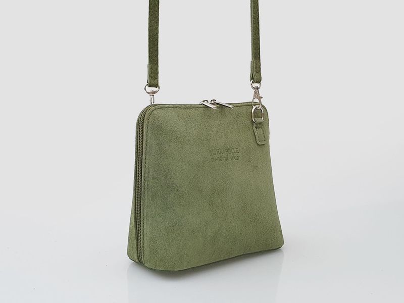 VERA PELLE torebka damska zamszowa listonoszka z paskiem V452 c.szara zdjęcie 5