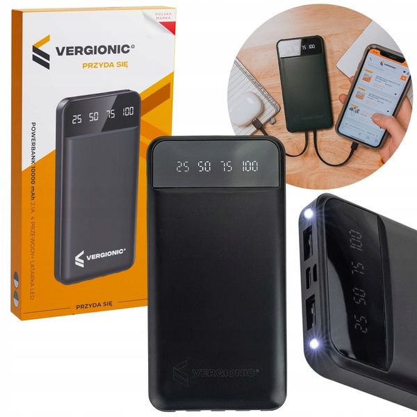 Powerbank 10000 mAh POWER BANK z latarką lightning, microUSB, USB-C, USB zdjęcie 12