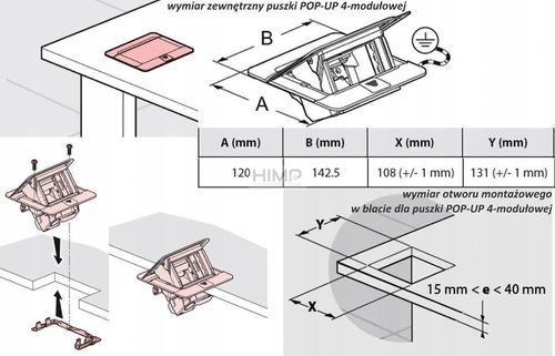 Minipuszka Pop-up do wyposażenia, 4 moduły, aluminium Legrand 054011 na Arena.pl