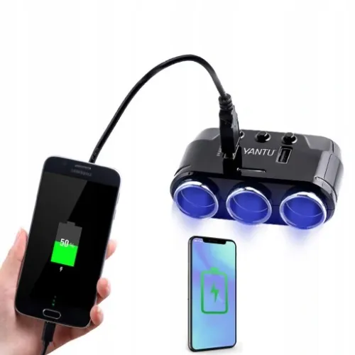 ROZDZIELACZ GNIAZDA ZAPALNICZKI 12V/24V ŁADOWARKA 3.1A + WOLTOMIERZ na Arena.pl