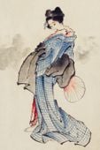 Plakat 40x60cm Gejsza Katsushika Hokusai Japoński Vintage do Salonu