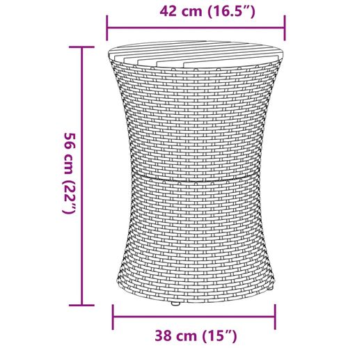 Stolik ogrodowy w kształcie bębna, czarny polirattan i drewno na Arena.pl