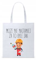 Dla Budowlańca Prezent Torba Eco Biała Shopper Z Nadrukiem Ze Zdjęciem