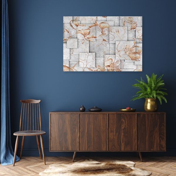 Emaga Obraz na płótnie, Kwiaty lilii na geometrycznym tle - 100x70 zdjęcie 2