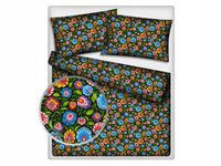 Pościel dziecięca 200x160 / 80x70 Łowicka czarna