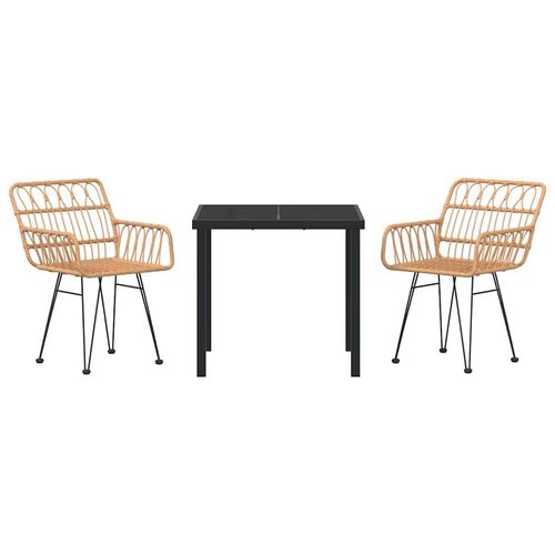Zestaw do jadalni w ogrodzie 3 pcs Brązowy Polirattan na Arena.pl