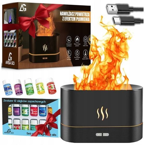 NAWILŻACZ POWIETRZA DYFUZOR LAMPKA NOCNA LED EFEKT PŁOMIENIA KOMINEK na Arena.pl