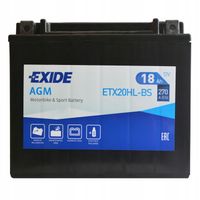 AKUMULATOR MOTOCYKLOWY EXIDE BIKE 12V 18AH 270A AGM ETX20HL-BS YTX20HL