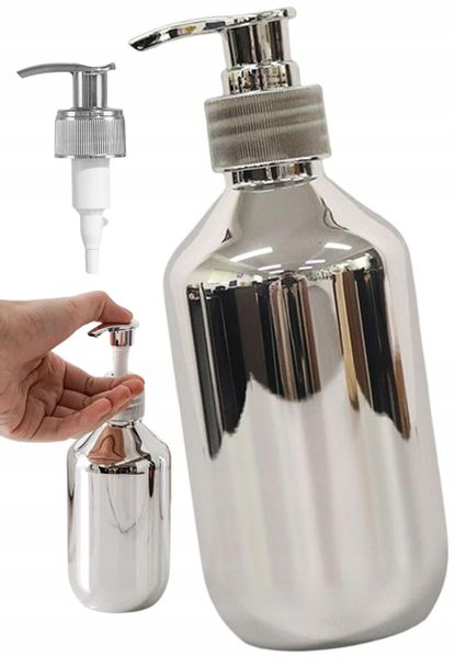 Dozownik Do Mydła Płyn Pojemnik Łazienkowy Srebrny zdjęcie 4