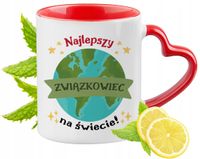 Kubek Czerwony Z Uszkiem W Kształcie Serca Dla Związkowca Na Prezent