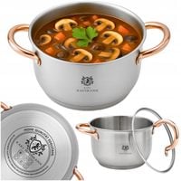 GARNEK INDUKCJA GAZ ze STALI NIERDZEWNEJ 5L 24cm Z POKRYWKĄ GARNKI ZŁOTY