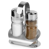 Zestaw do Soli Pieprzu Solniczka Pieprzniczka Szklana Przyprawniki Stojak