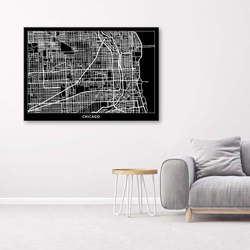 Obraz na płótnie, Chicago - plan miasta, 1-częściowy 120x80 na Arena.pl