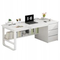 BIURKO KOMPUTEROWE BIAŁE LOFT POD LAPTOP KOMPUTER SKANDYNAWSKI Z 3 PÓŁKAMI