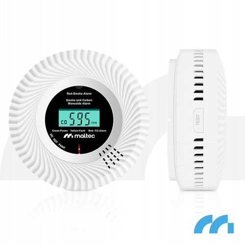 CZUJNIK CZADU I DYMU DETEKTOR TLENKU WĘGLA CERTYFIKOWANY ALARM 2w1 LCD na Arena.pl