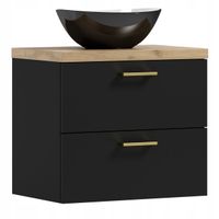 Szafka łazienkowa wisząca LUNA 50 czarny/dąb  z umywalką Eliza C (W7)