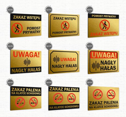 Tabliczka znak informacyjny 40x30 Złota SOŁTYS Aluminiowa NADRUK UV na Arena.pl