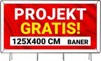 SOLIDNY BANER REKLAMOWY plandeka 125X400 cm LAKIER UV PROJEKT GRATIS