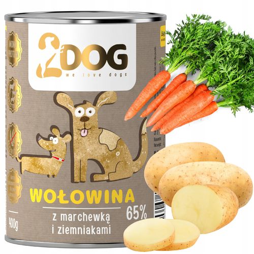 Mokra karma dla psa WOŁOWINA + MARCHEWKA 400g MONOPROTEINOWA HIPOALERGICZNA na Arena.pl