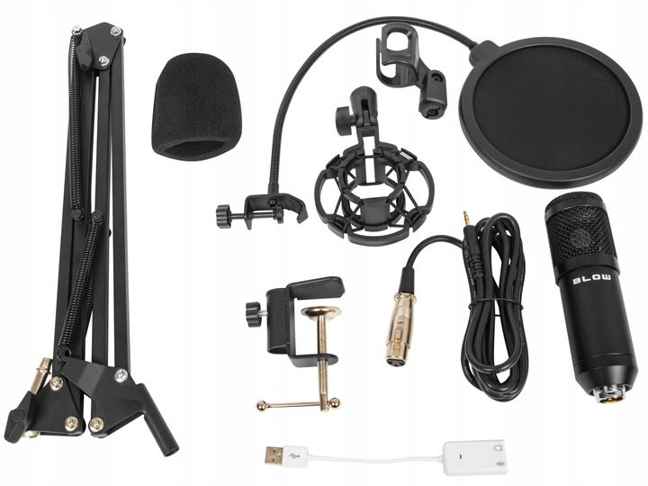 MIKROFON STUDYJNY USB JACK POJEMNOŚCIOWY GAMINGOWY STATYW FILTR DUZY ZESTAW zdjęcie 3