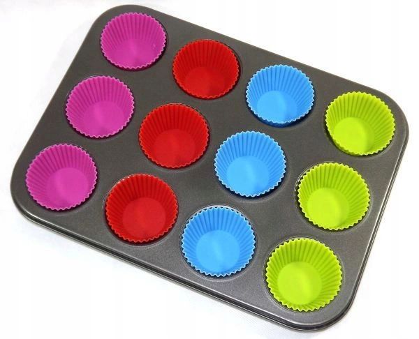 FORMA BLACHA MUFFINKI + 12 SILIKONOWE BABECZKI zdjęcie 8